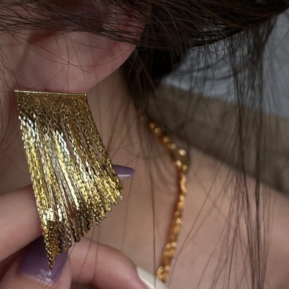 💛Gold plated earrings tassel earrings stylish earrings - Picture 4 of 6